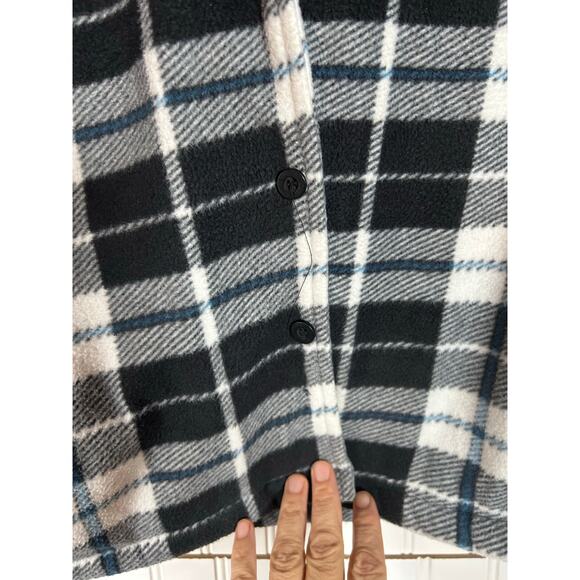 Men's Mountain Ridge Sherpa Lined Jacket Flannel Hood Blue White Size small - Picture 4 of 8